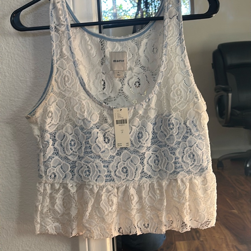 Maeve by Anthropologie lace peplum top
